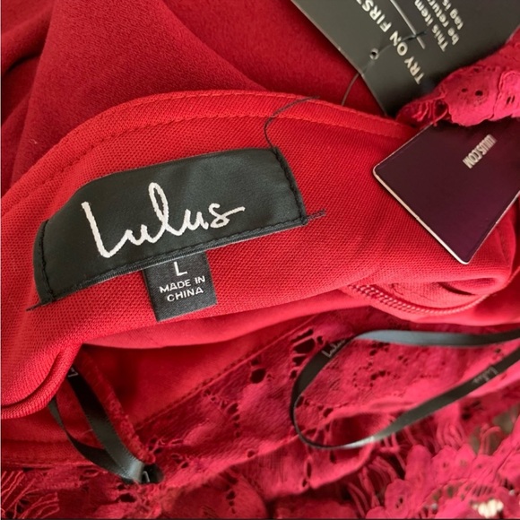 Lulus | Burgundy Lace Maxi Formal Dress Large New - Picture 6 of 6